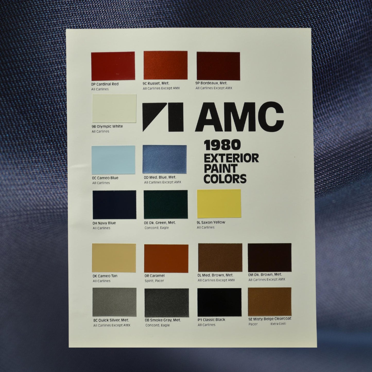 1980 amc exterior color chip chart
