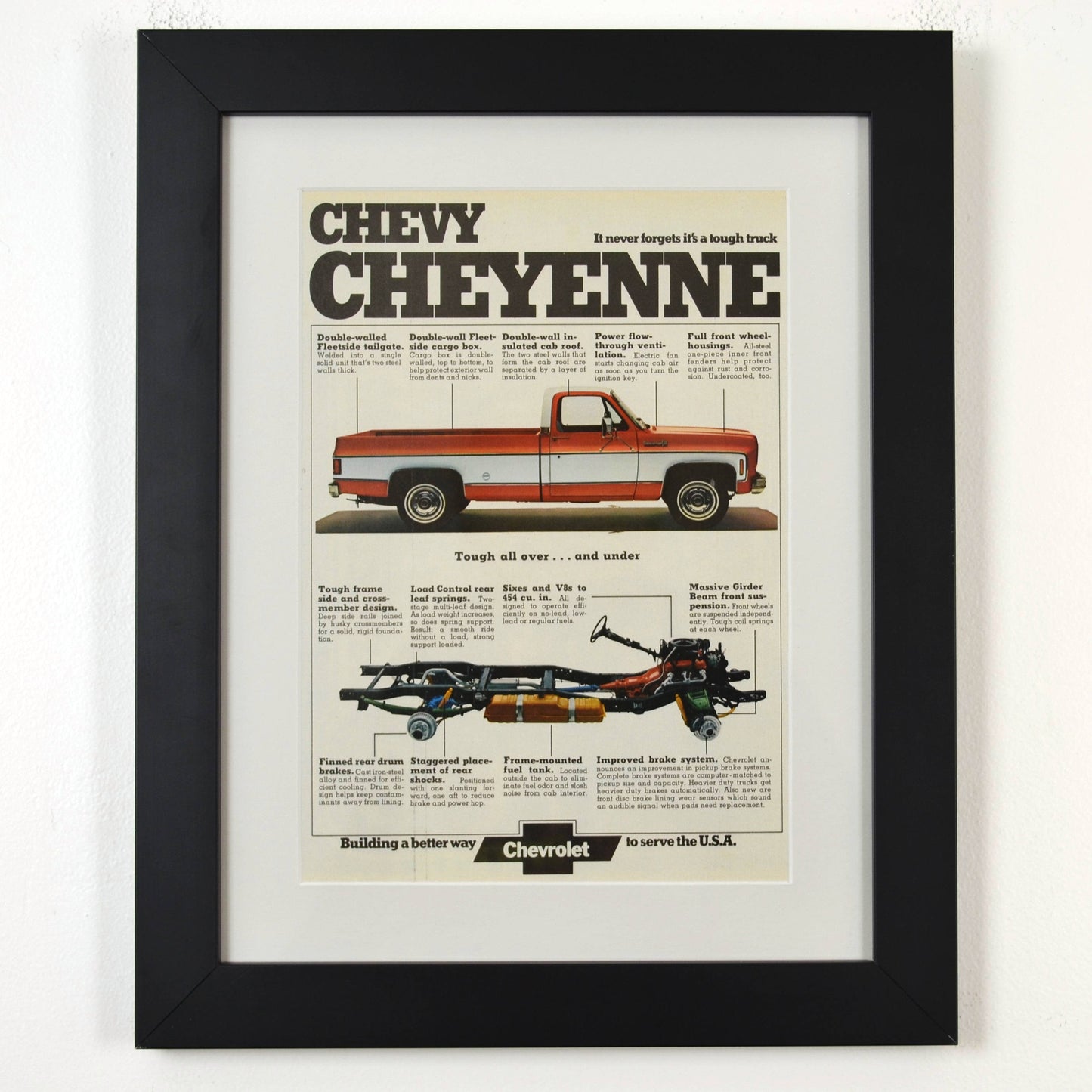 framed Mid-70s Chevy Cheyenne Pickup Ad