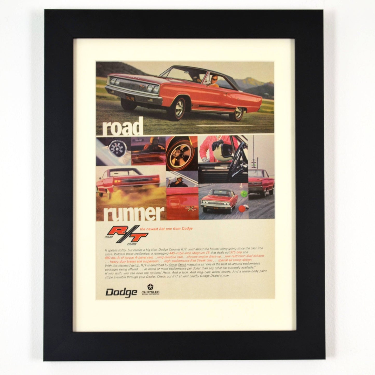 framed 1967 Dodge Coronet R/T Ad - Vintage Mopar Muscle Car Print