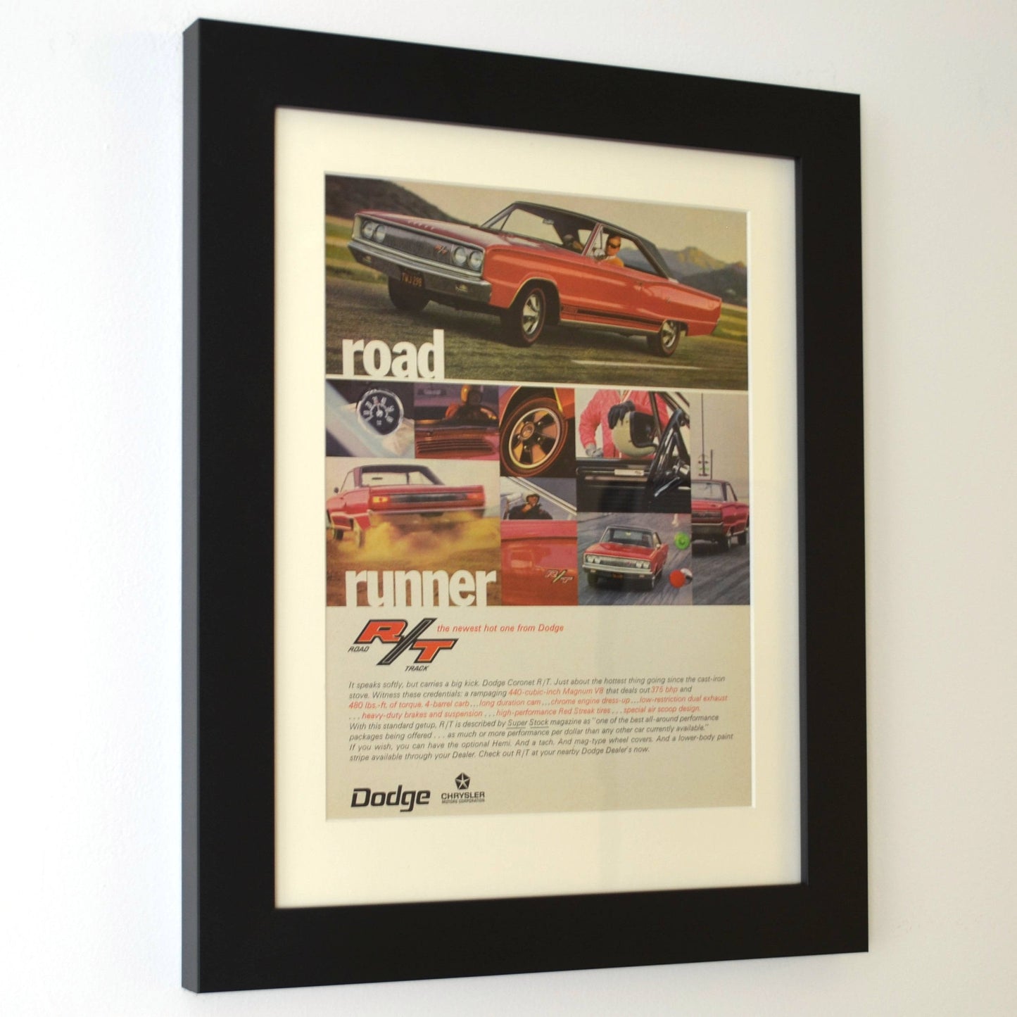 1967 Dodge Coronet R/T Ad - Vintage Mopar Muscle Car Print framed