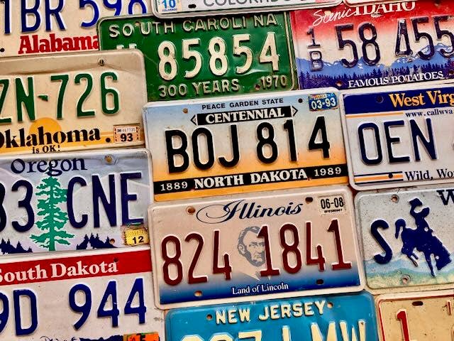 Embossed Authentic License Plates in Craft/Worn Condition