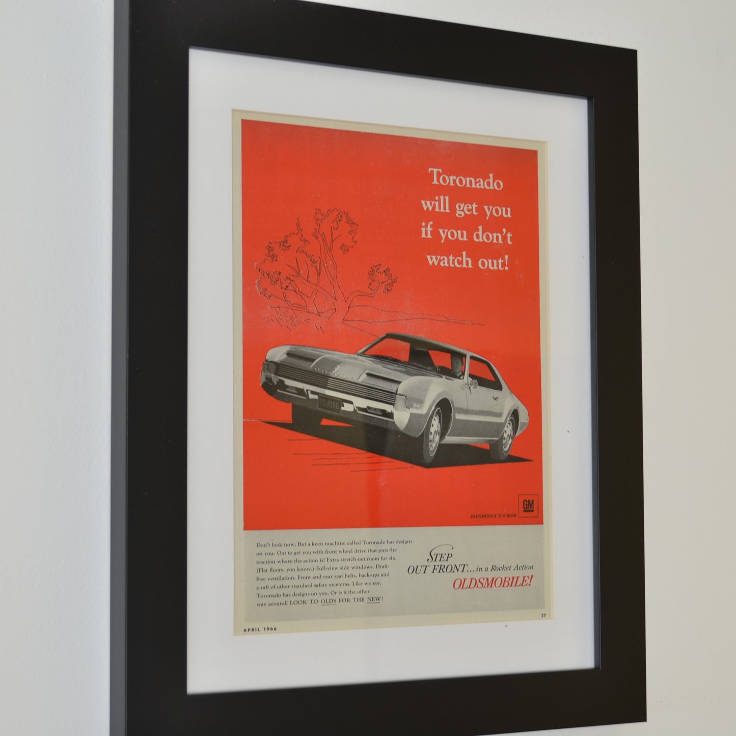 1966 Oldsmobile Toronado Ad - Vintage Muscle Car Print for Mancave or Garage Decor - Vintage Art Garage
