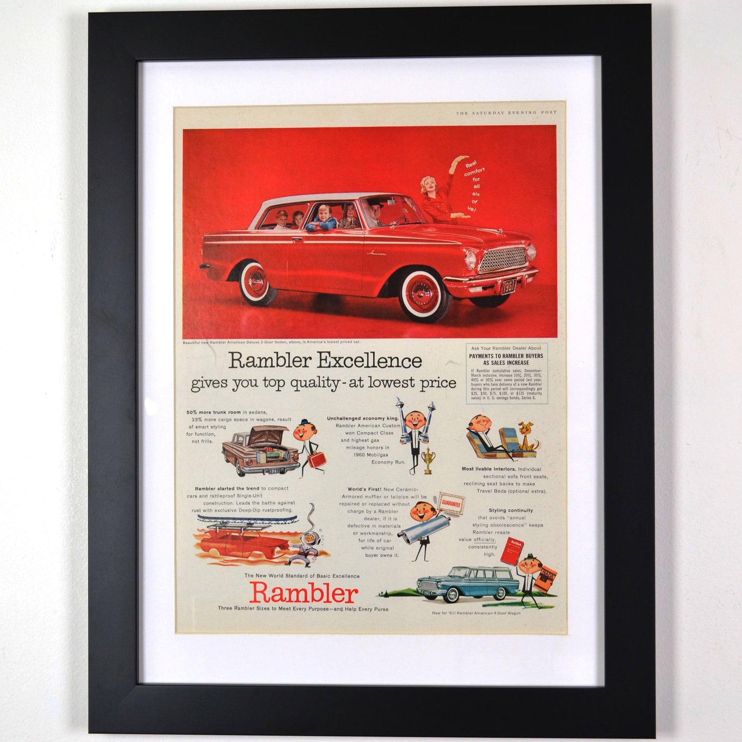 1961 Rambler American Print ad framed