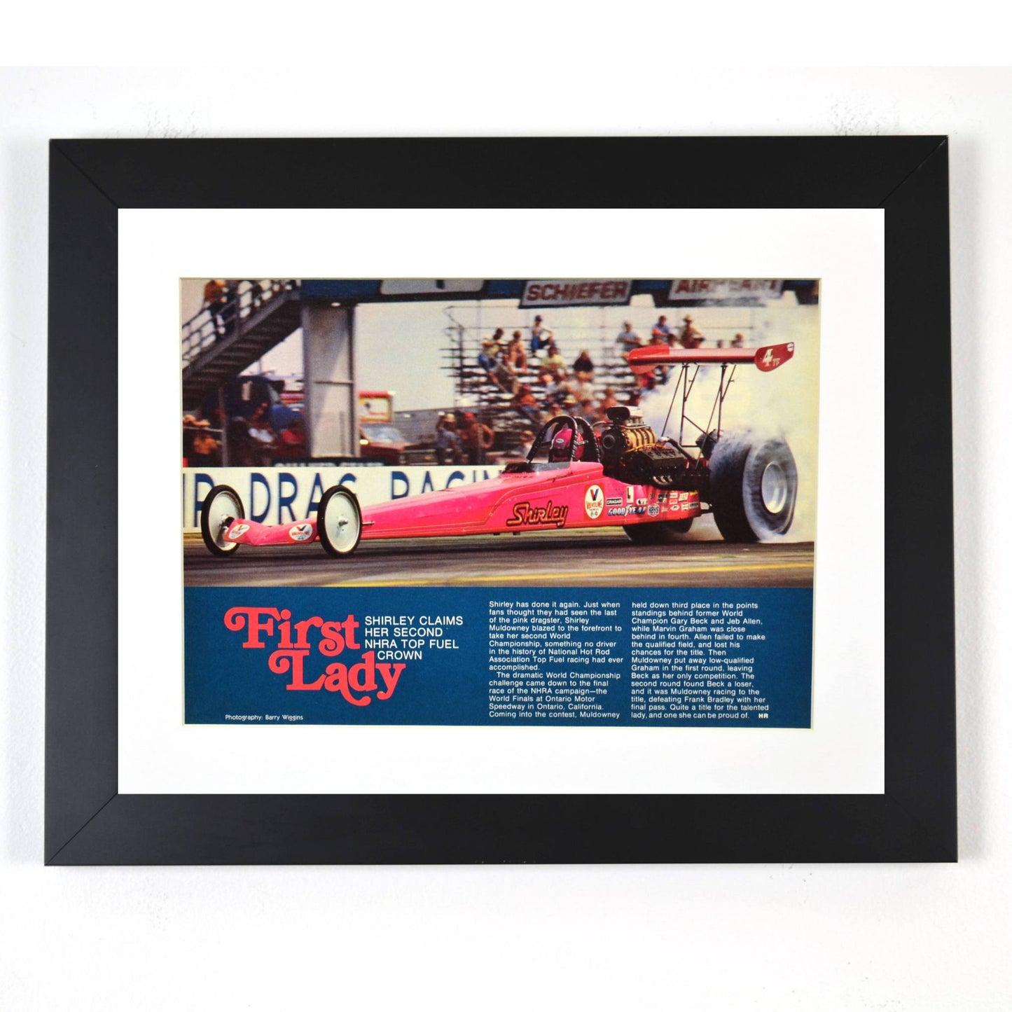 Shirley Muldowney nhra dragster print framed
