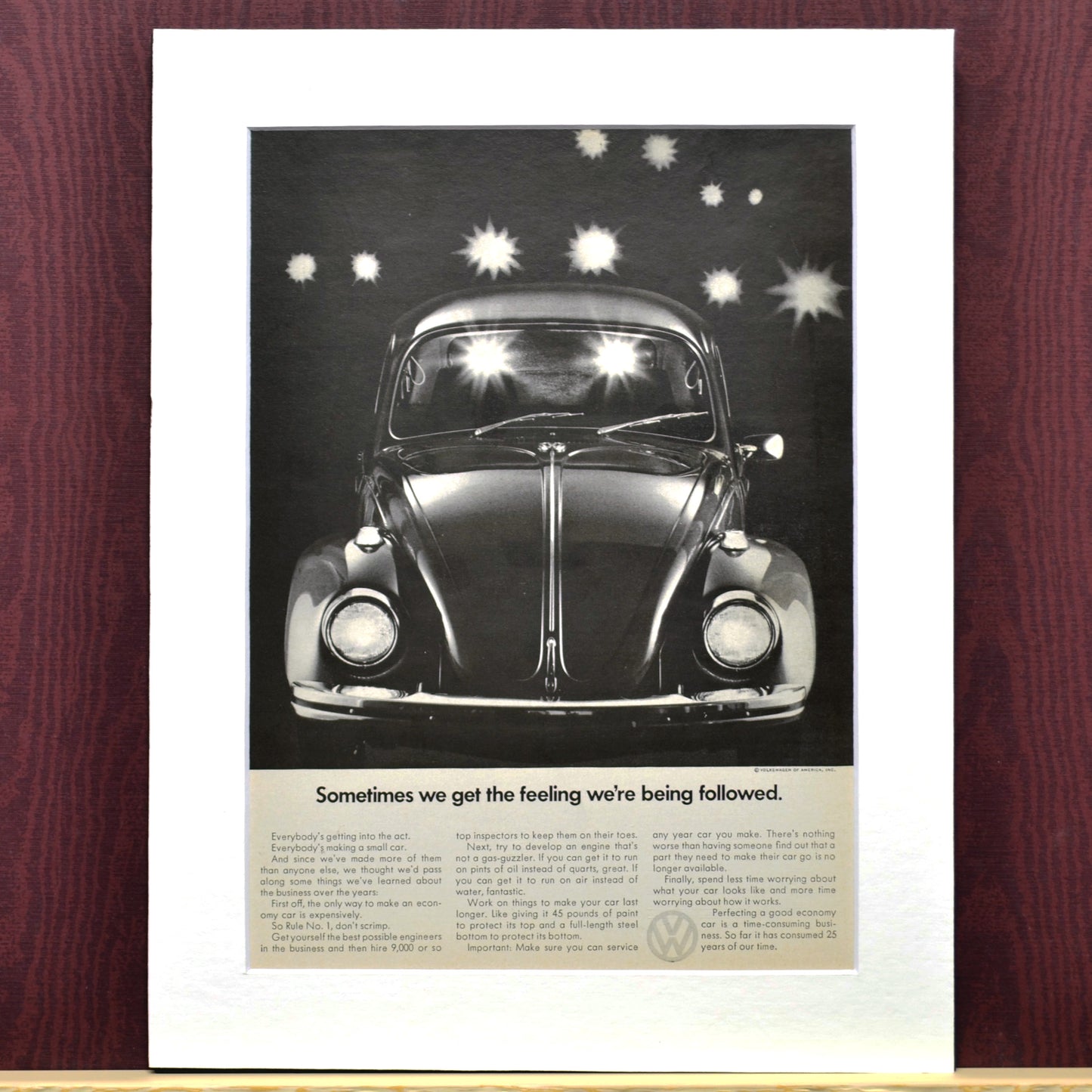 Vintage 1960s Volkswagen Bug Print Ad