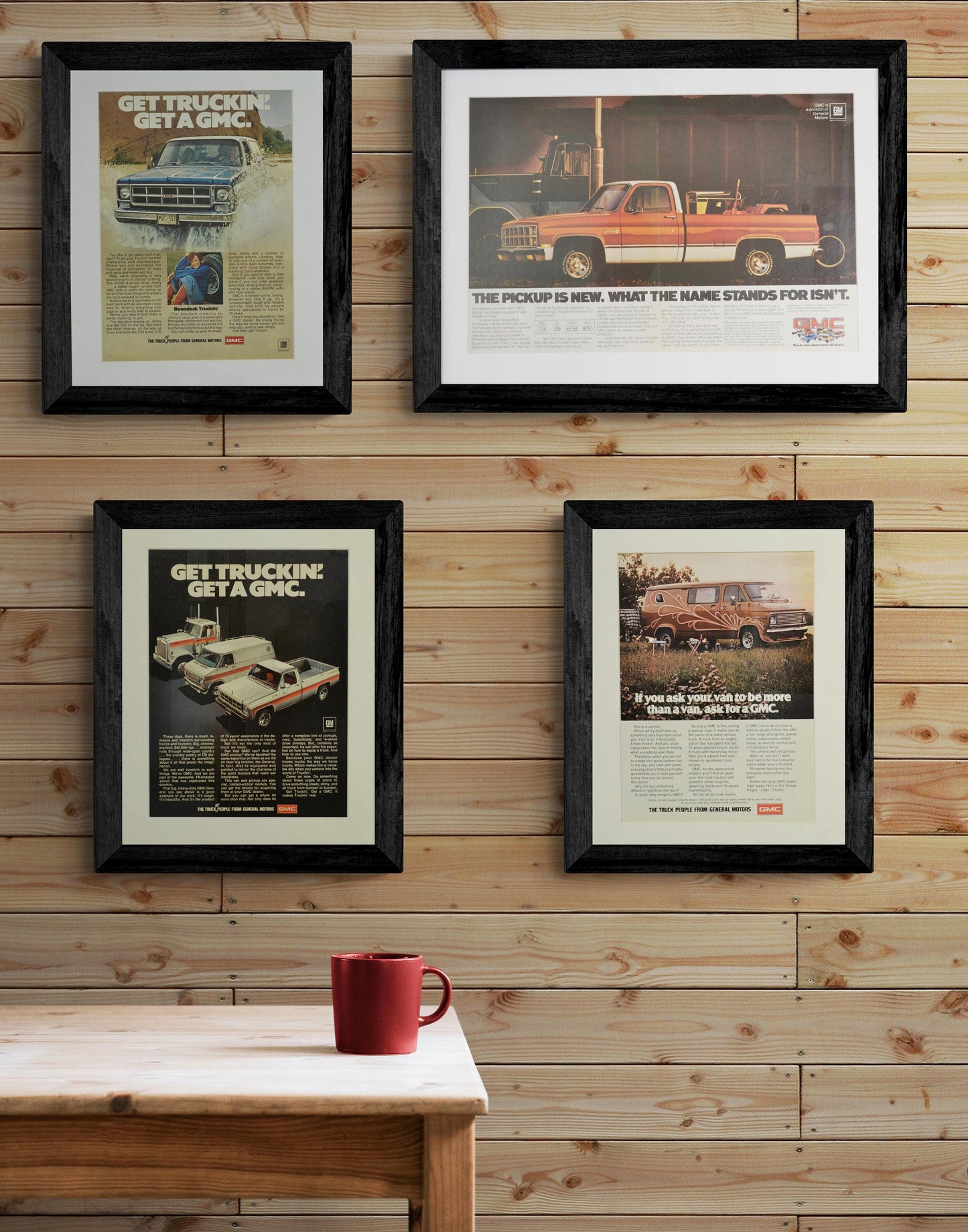 GMC square body pick up truck wall art