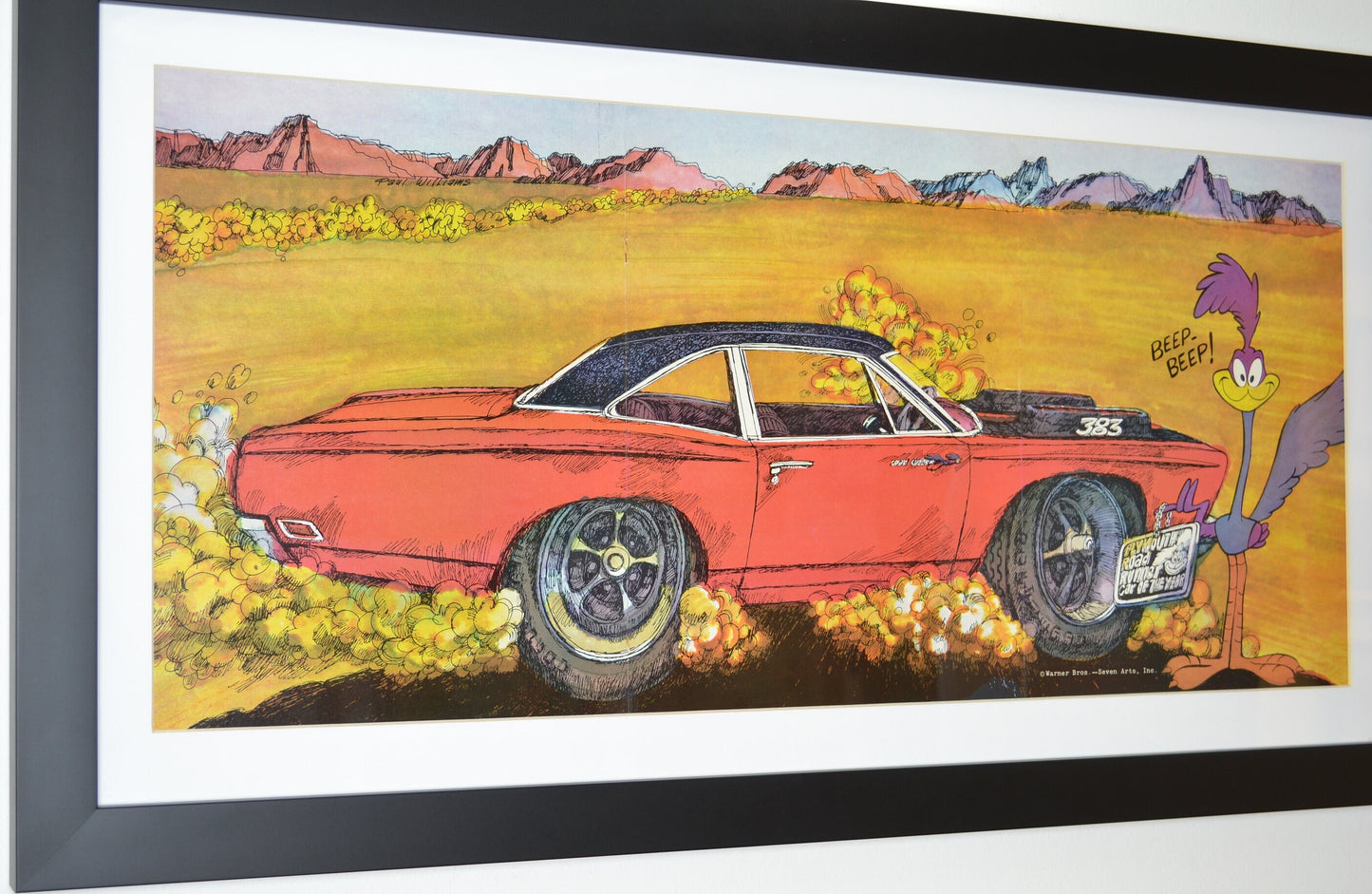 1969 Plymouth Hemi Roadrunner Framed Vintage Car Ad. - Vintage Art Garage side view