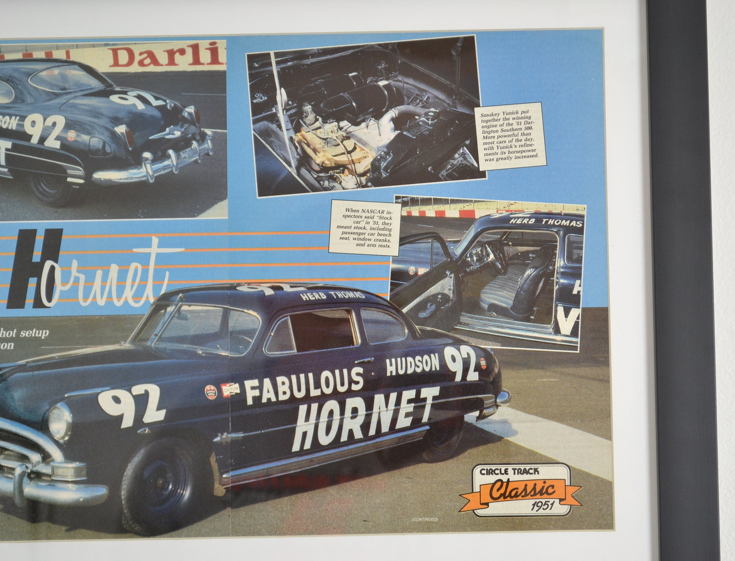 Vintage NASCAR race car wall art, Hudson Hornet