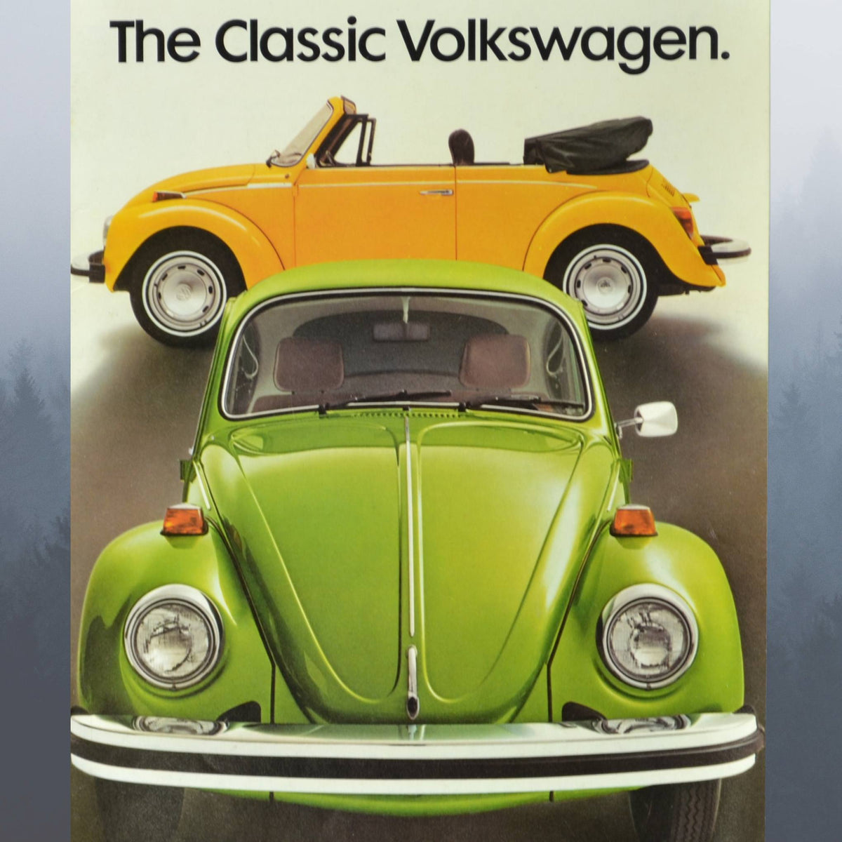Vintage Volkswagen Beetle Print – Classic VW Bug & Convertible Poster – Framed Volkswagen Wall Art