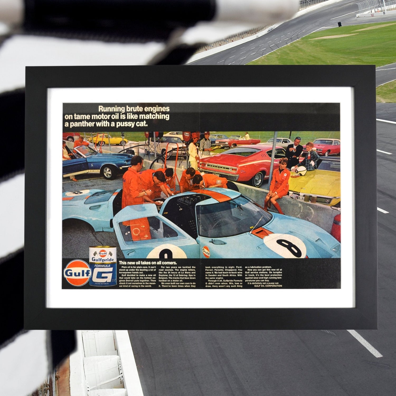 Vintage Racing Art Collection featuring NHRA dragsters, NASCAR stock cars, Indy cars, and dirt track racers. Includes vintage car posters, retro racing ads, and classic motorsports wall decor.