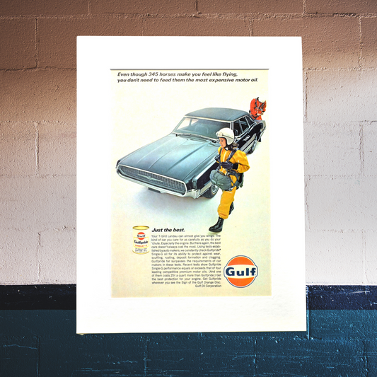 1967 gulf oil print with Ford Thunderbird