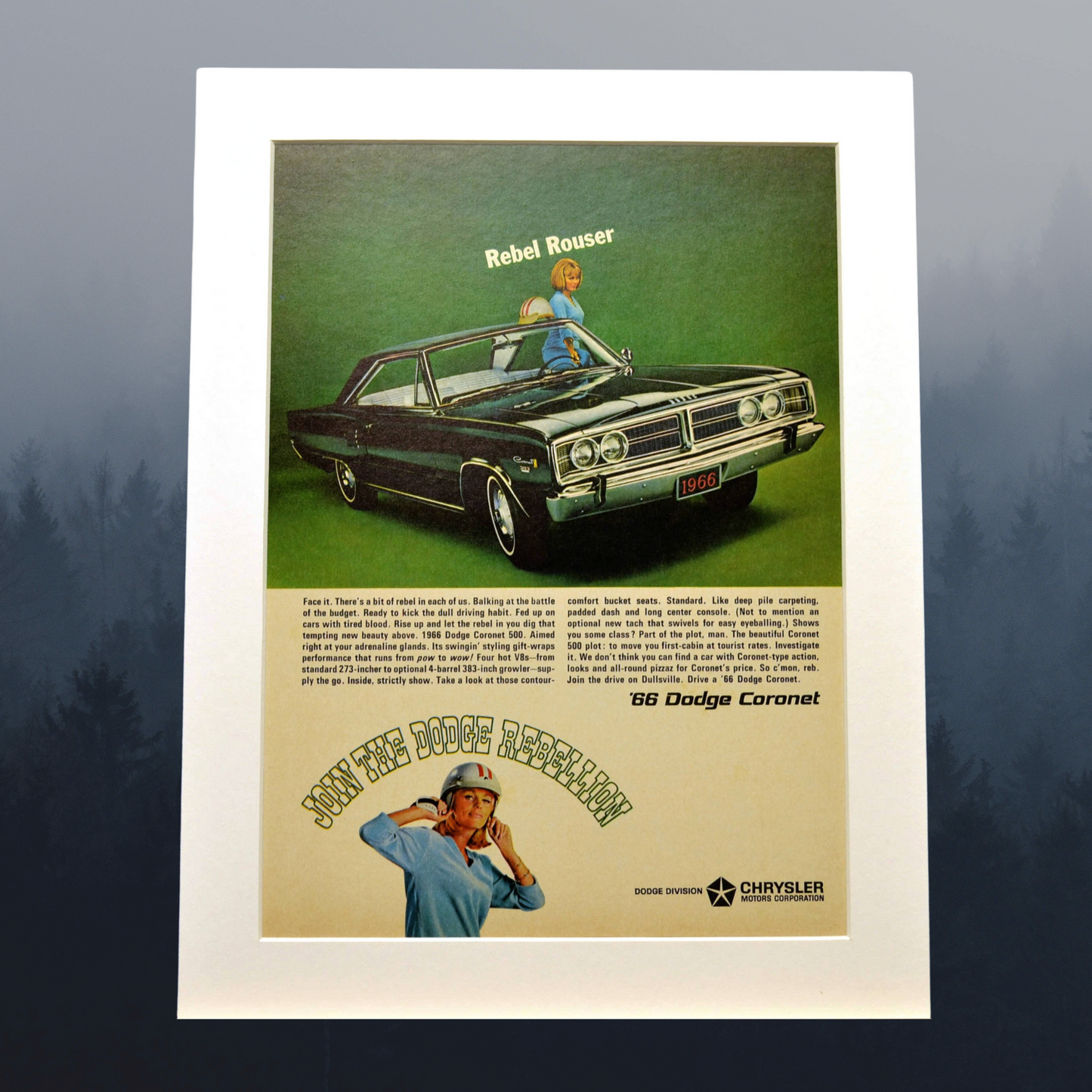 Original 1966 Dodge Coronet Vintage Print Ad – Mopar Muscle Car Art