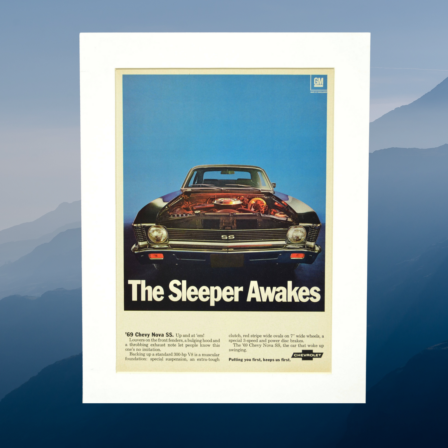 1969 Chevy Nova SS Ad - Vintage Muscle Car Print for Mancave or Garage Decor