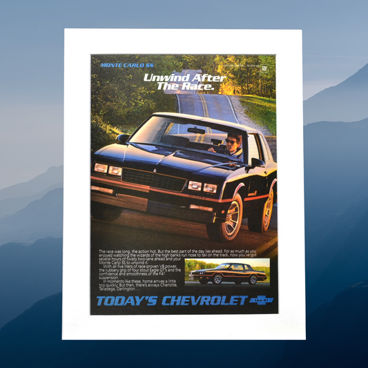 1988 Chevrolet Monte Carlo SS nostalgic print ad.