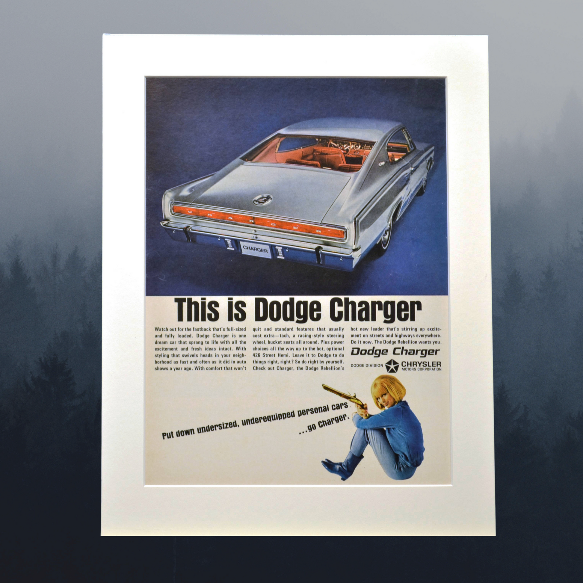 Original 1966 Dodge Charger Vintage Print Ad – Mopar Muscle Car Art