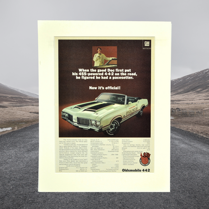 1970 Oldsmobile cutlass 442 Indy pace car convertible print ad