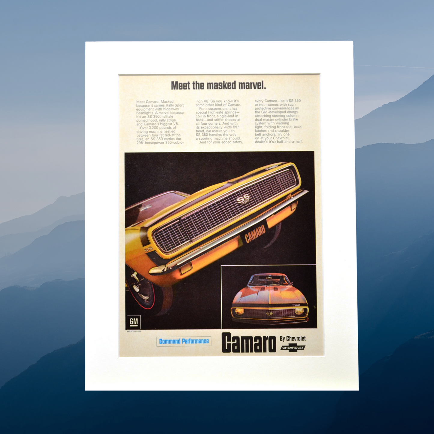 Framed 1967 Camaro SS Print Ad: Classic Chevy Muscle Wall Decor