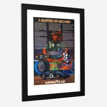 1960s Carroll Shelby Goodyear GT40 racing matter of record framed 16x22 print side view


