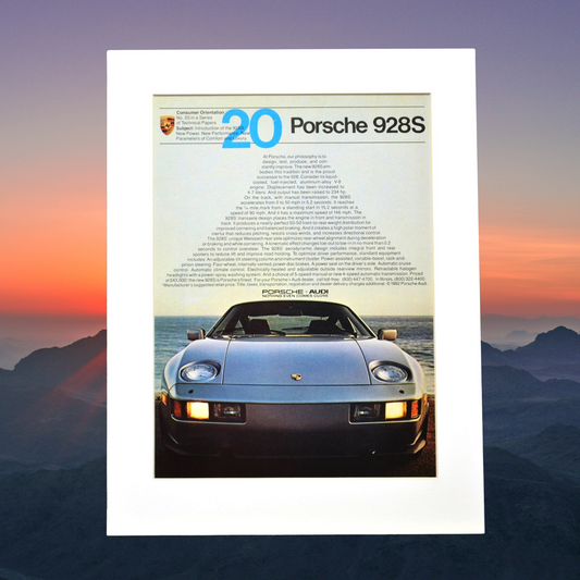 1982 Porsche 928S Vintage Ad - Classic Porsche Decor for Car Lovers