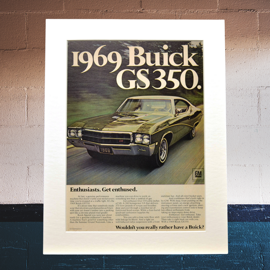 1969 Buick Skylark GS 350 Ad - Vintage Muscle Car Print for Mancave or Garage Decor - Vintage Art Garage