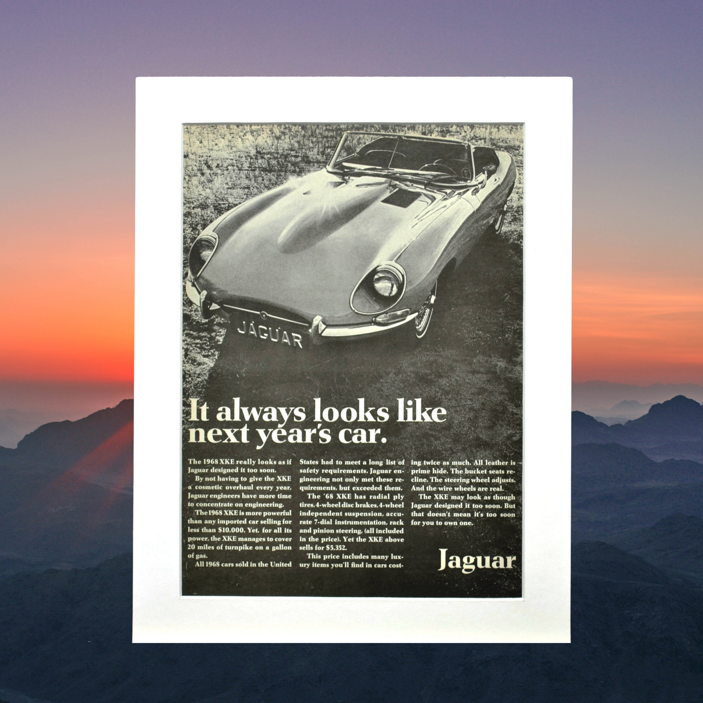 1968 Jaguar XKE Vintage Ad – Classic British Car Art