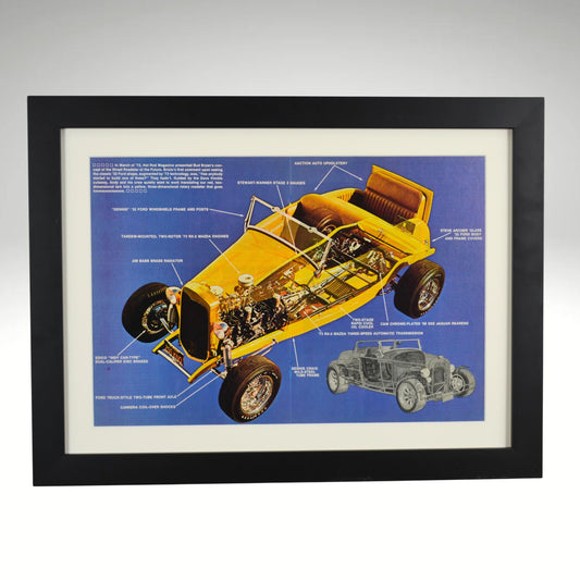 1932 Ford Cutaway Hot Rod Print – 1972 Magazine Illustration, Framed Wall Art - Vintage Art Garage