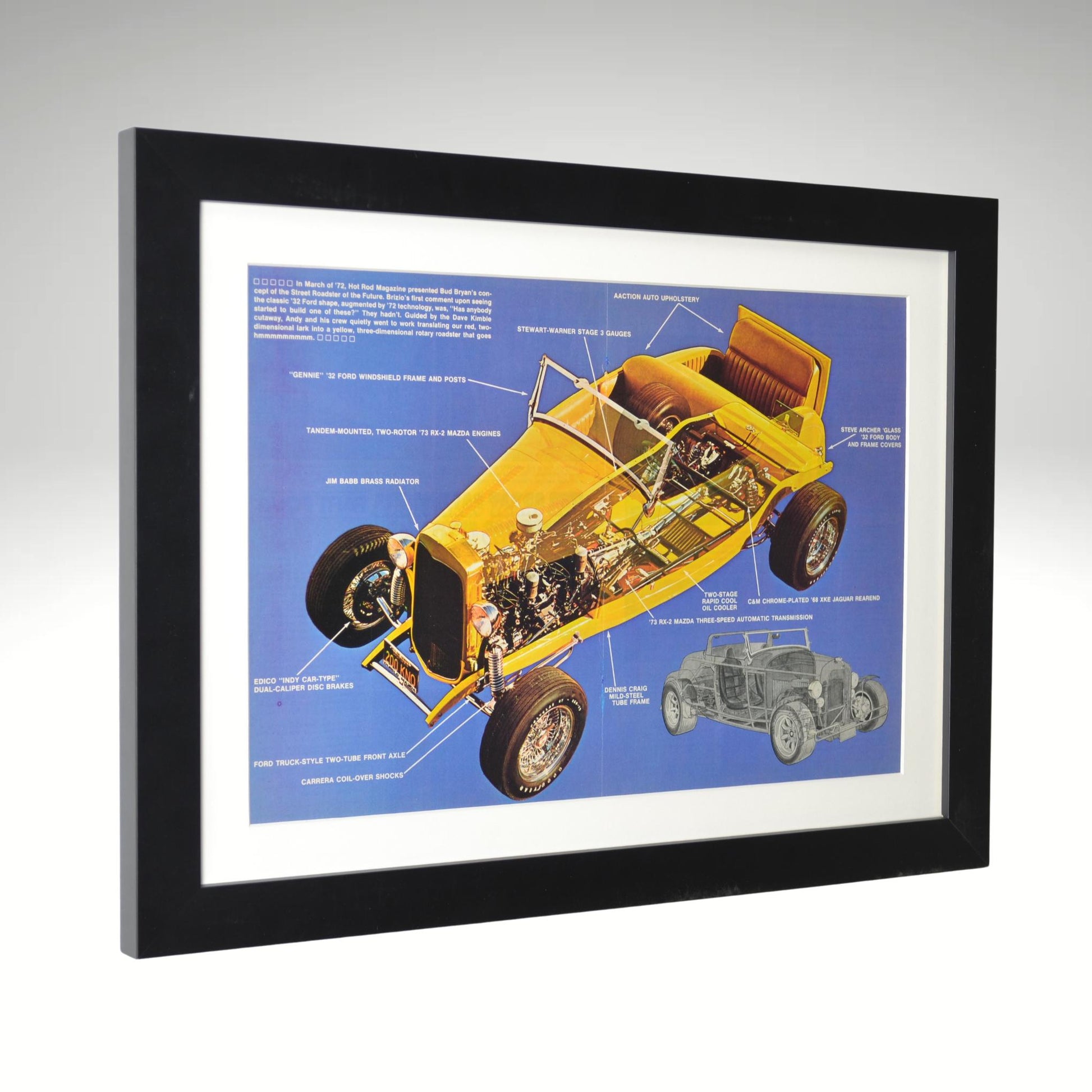 1932 Ford Cutaway Hot Rod Print – 1972 Magazine Illustration, Framed Wall Art - Vintage Art Garage
