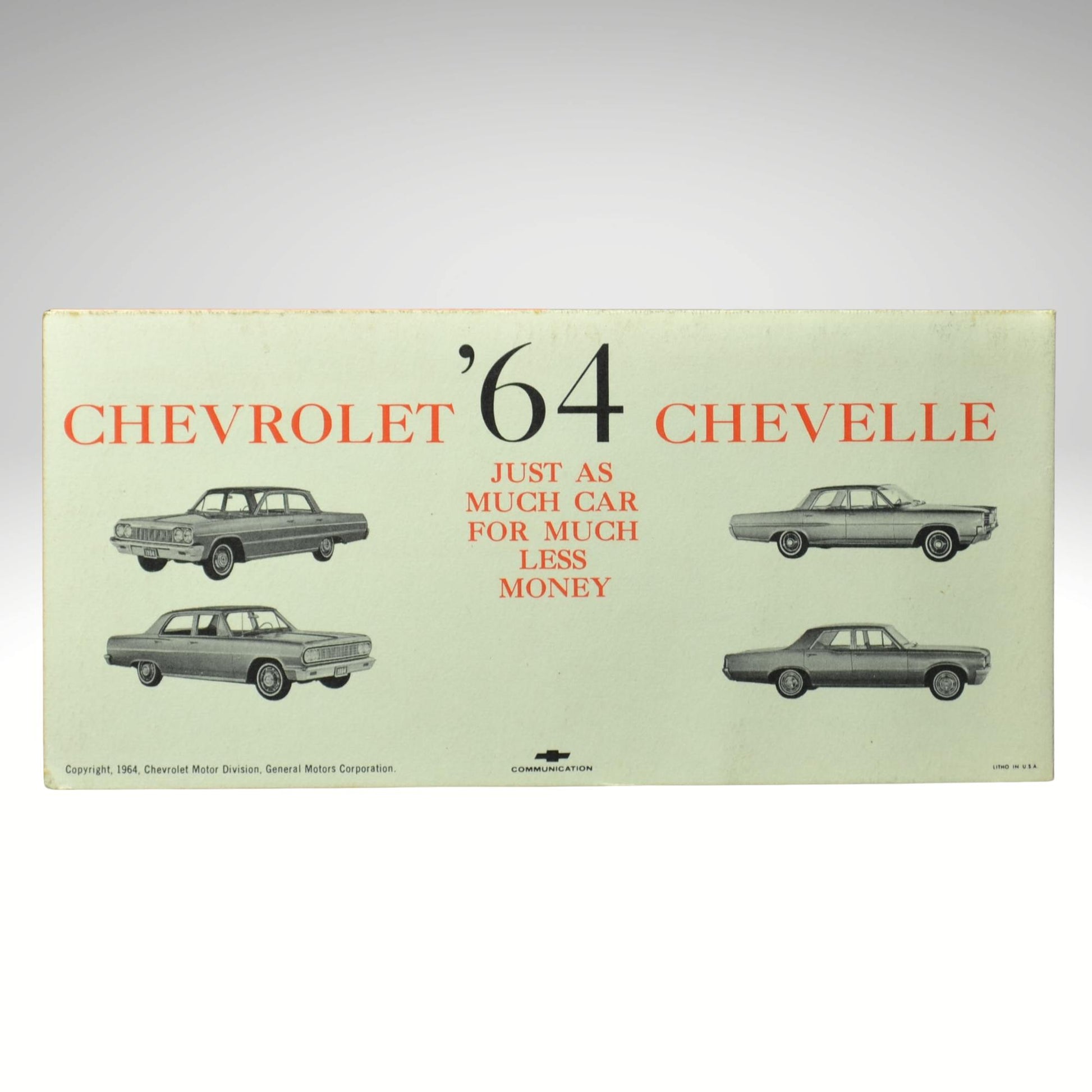 1964 Chevrolet Chevelle salesman brochure back cover Pontiac Tempest Catalina comparison vintage dealer literature