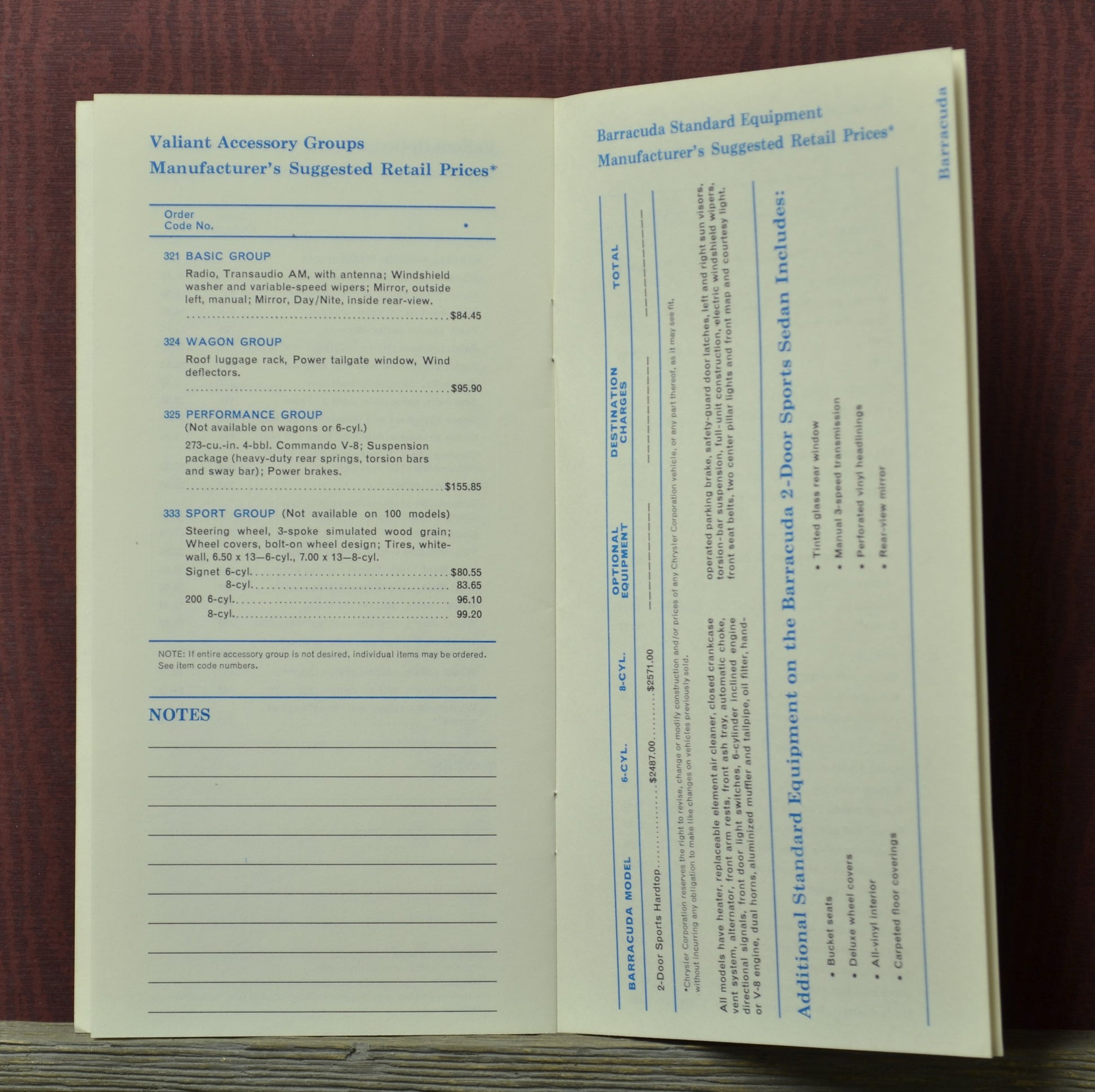 1965 Plymouth price guide brochure interior pages