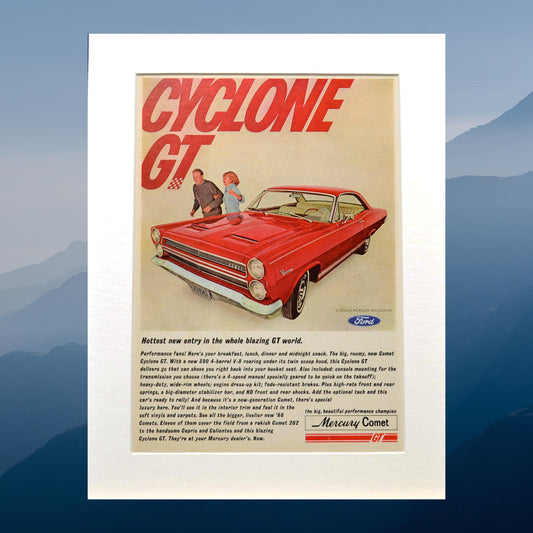 1966 Mercury Cyclone GT Vintage Ad - Classic Muscle Car Print