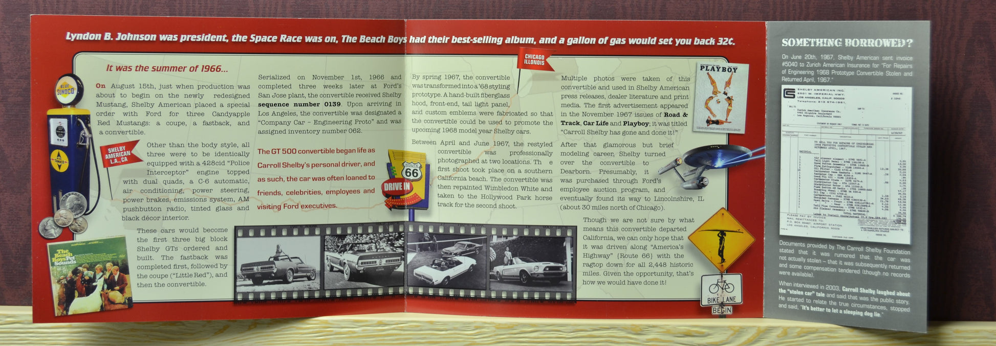 Interior spread showing Route 66 history and production story