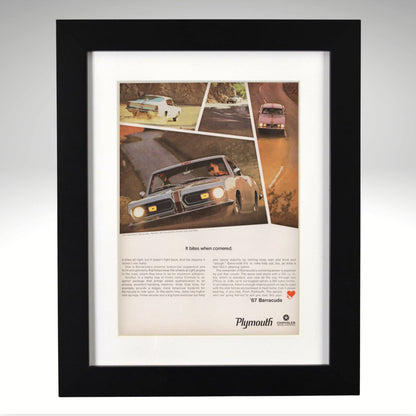 1967 Plymouth Barracuda original vintage ad framed print