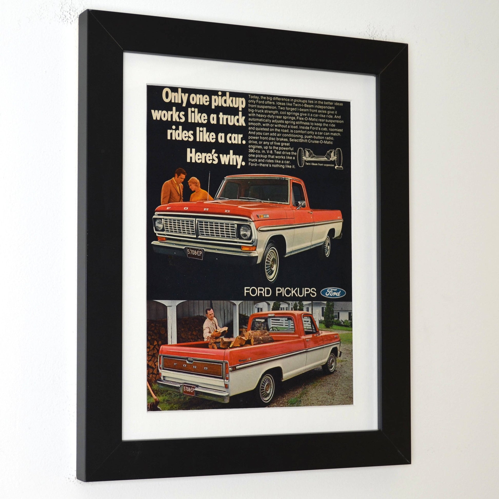 1968 Ford Ranger Pickup Ad - Vintage Truck Art for Mancave or Garage Decor - Vintage Art Garage