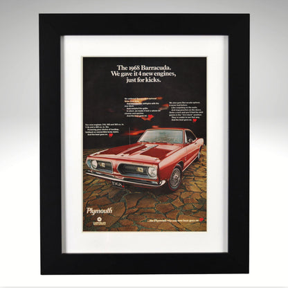1968 Plymouth Barracuda original vintage ad framed print