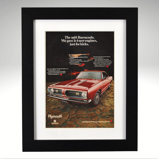 1968 Plymouth Barracuda original vintage ad framed print