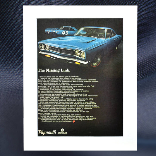 1968 Plymouth Road Runner vintage print ad – classic Mopar muscle car art