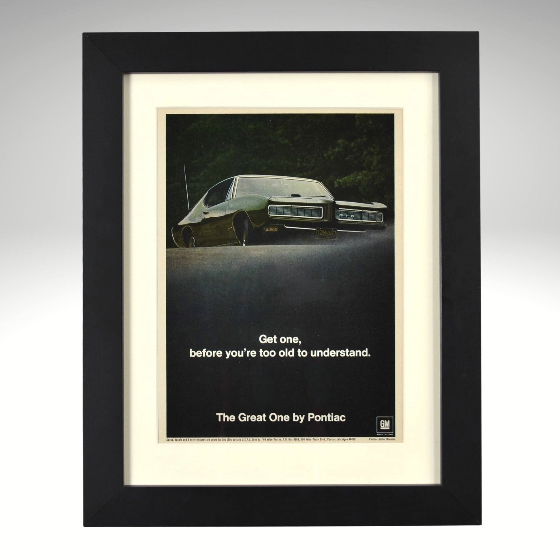 Framed 1968 Pontiac GTO Ad – The Great One Vintage Muscle Car Wall Art