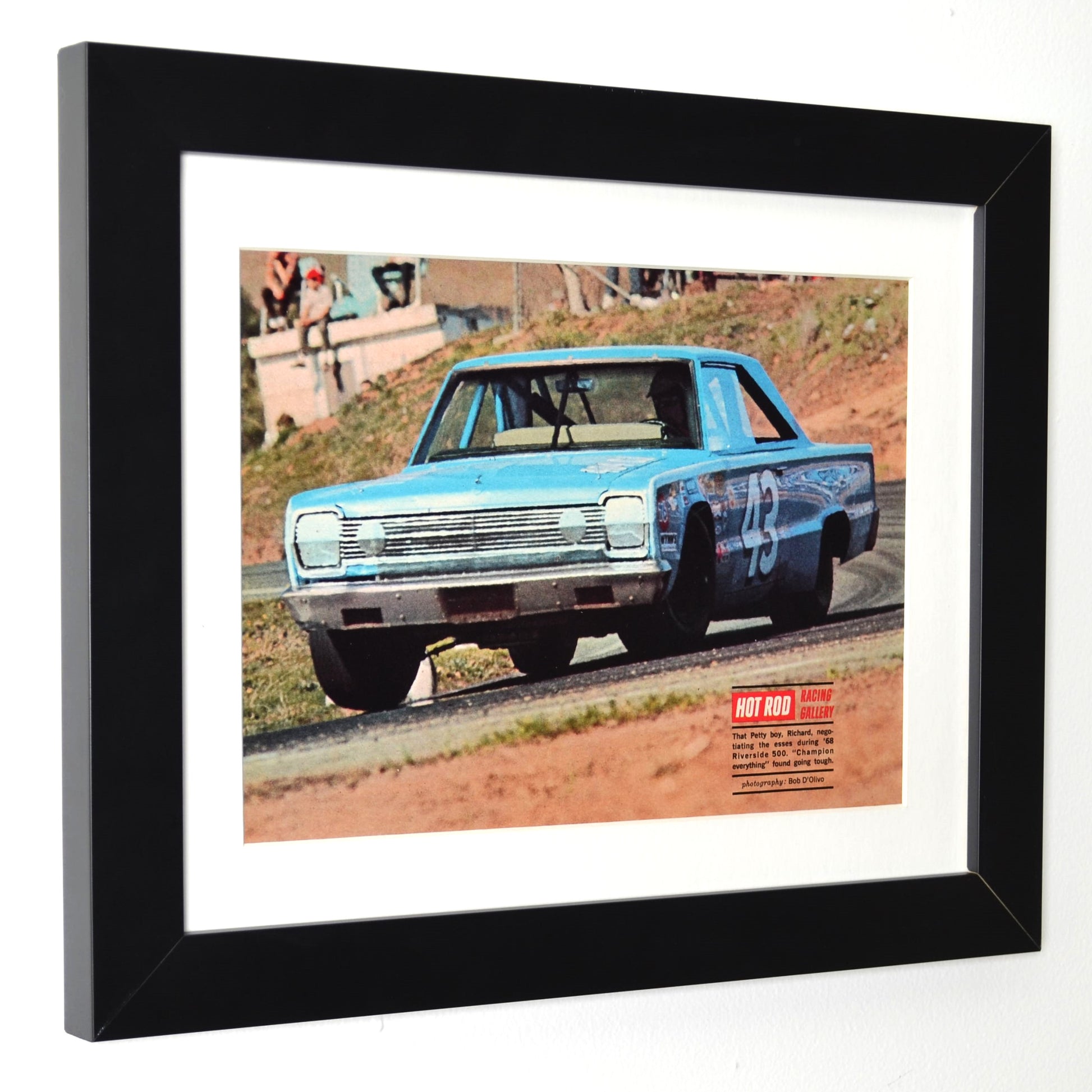 framed 1968 Richard Petty at Riverside vintage print – classic NASCAR racing wall art, Mopar collectible