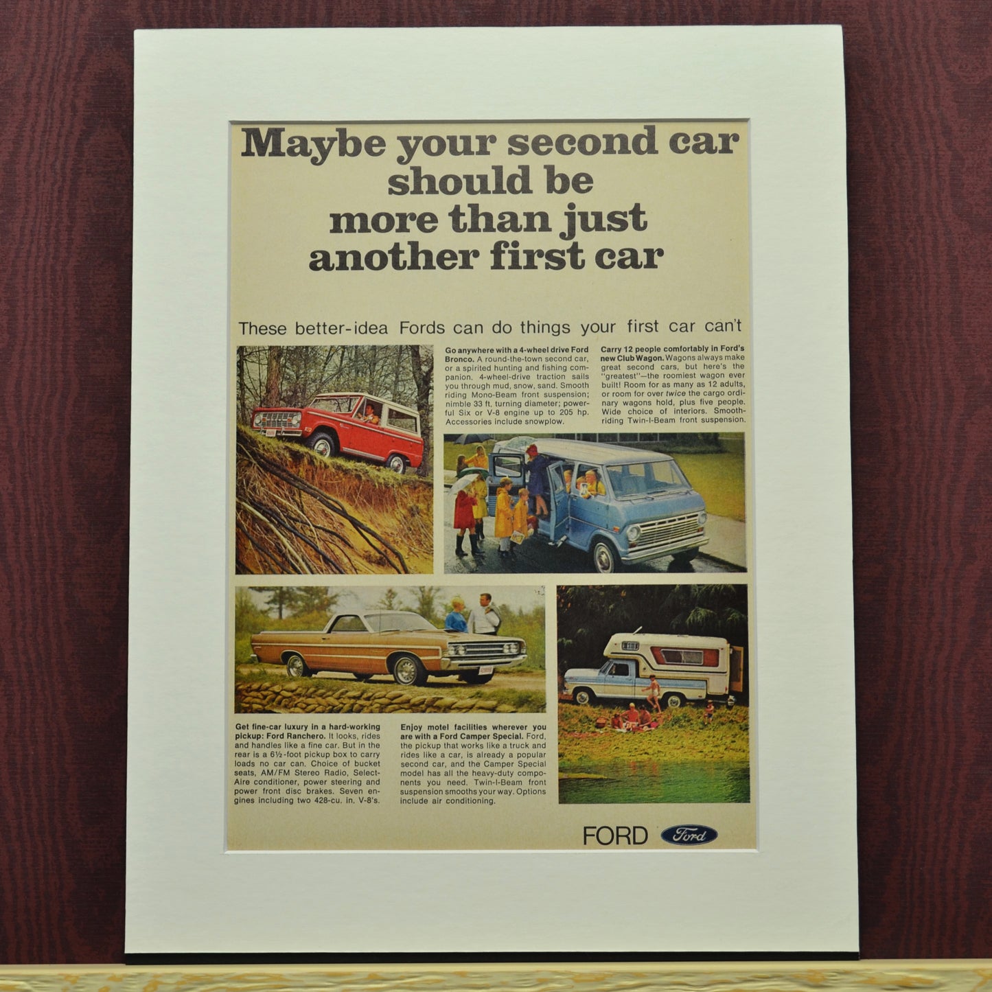 1968 Ford Trucks Advertisement, Framed Classic Truck Wall Decor