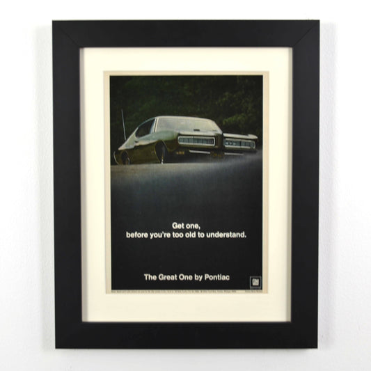 Framed 1968 Pontiac GTO Ad – The Great One Vintage Muscle Car Wall Art

