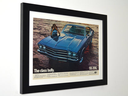 1969 Chevrolet Chevelle SS 396 class bully vintage ad framed print side view