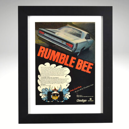 1969 Dodge Super Bee Rumble Bee framed vintage ad Mopar muscle wall art