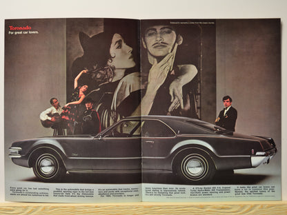 1969 Toronado side profile with flamenco scene and promotional text