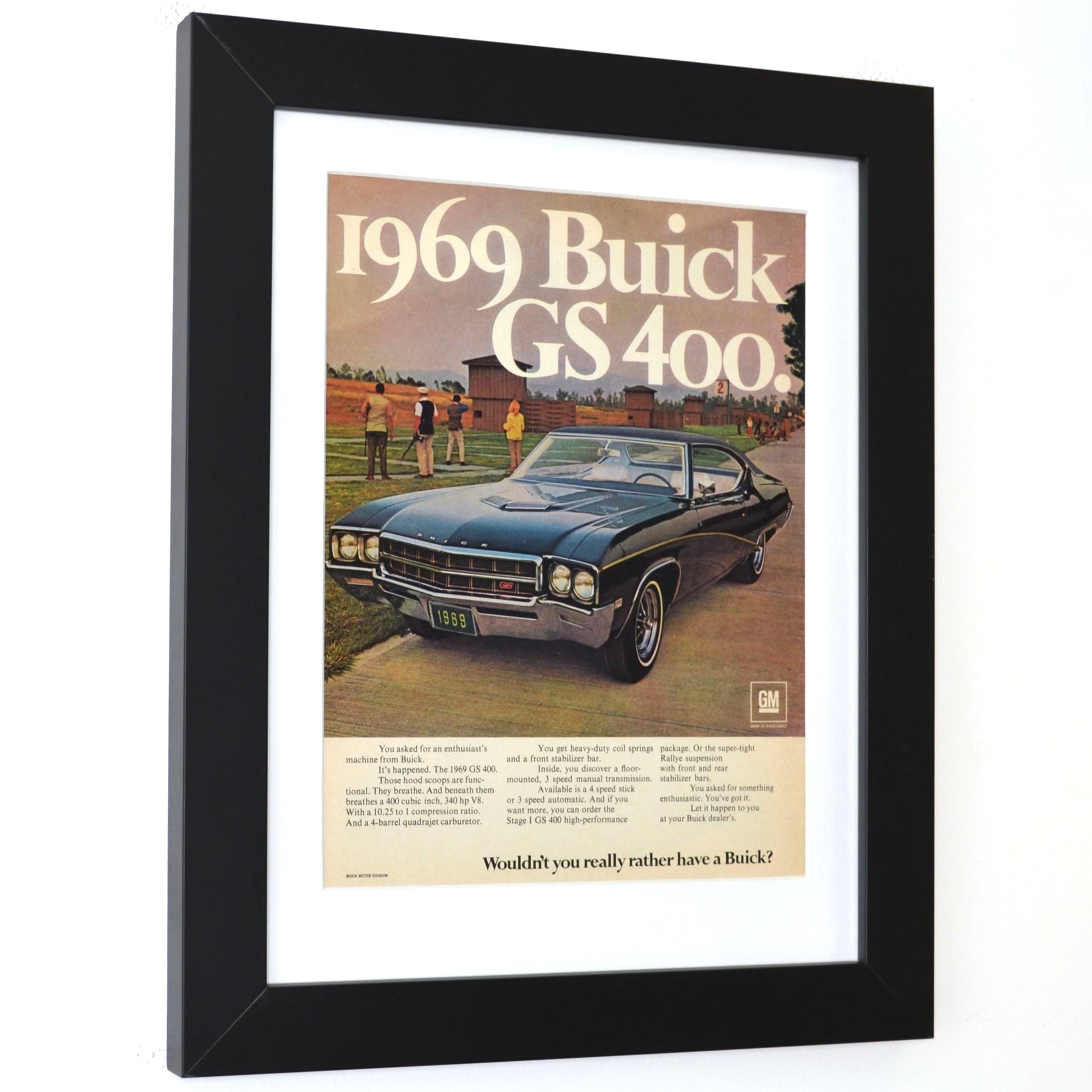 1969 Buick GS 400 Vintage Print Ad side view framed