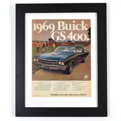 1969 Buick GS 400 Vintage Print Ad framed