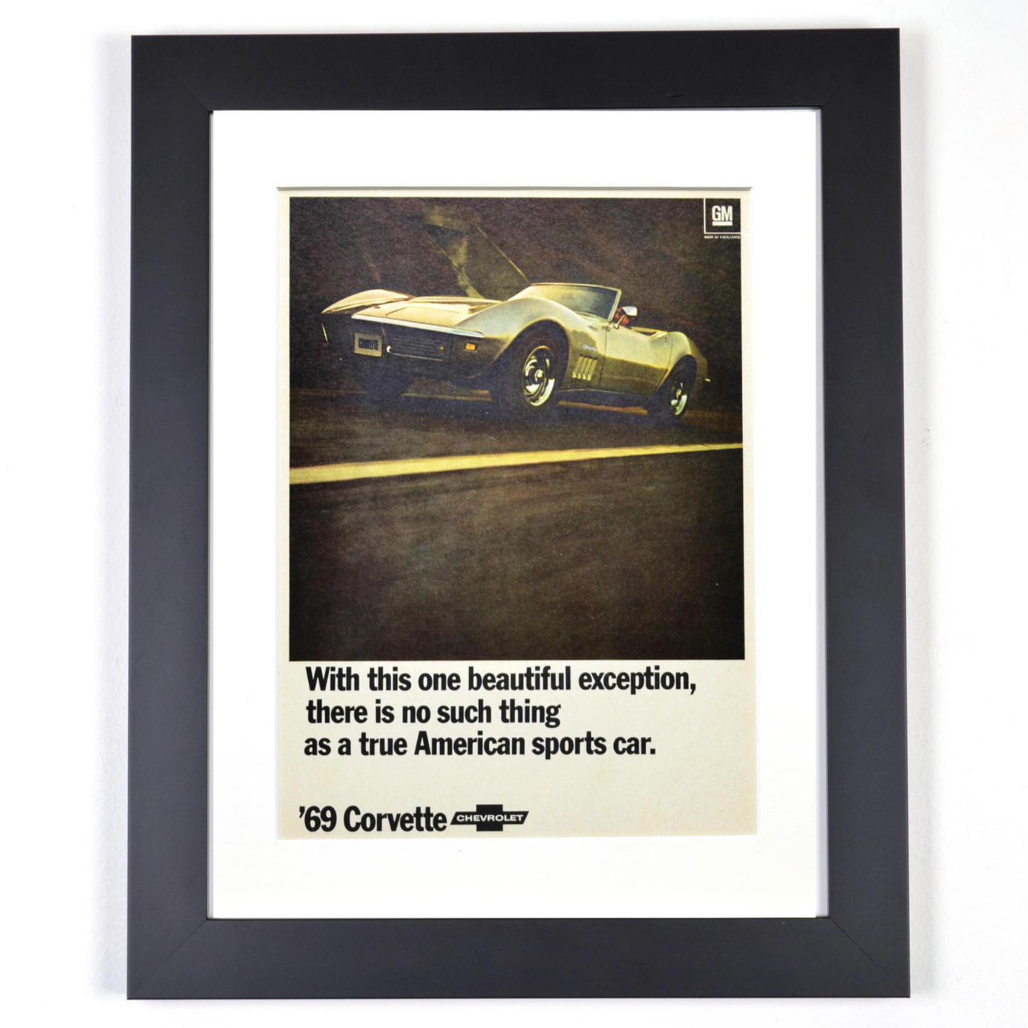 framed 1969 Chevrolet Corvette Ad