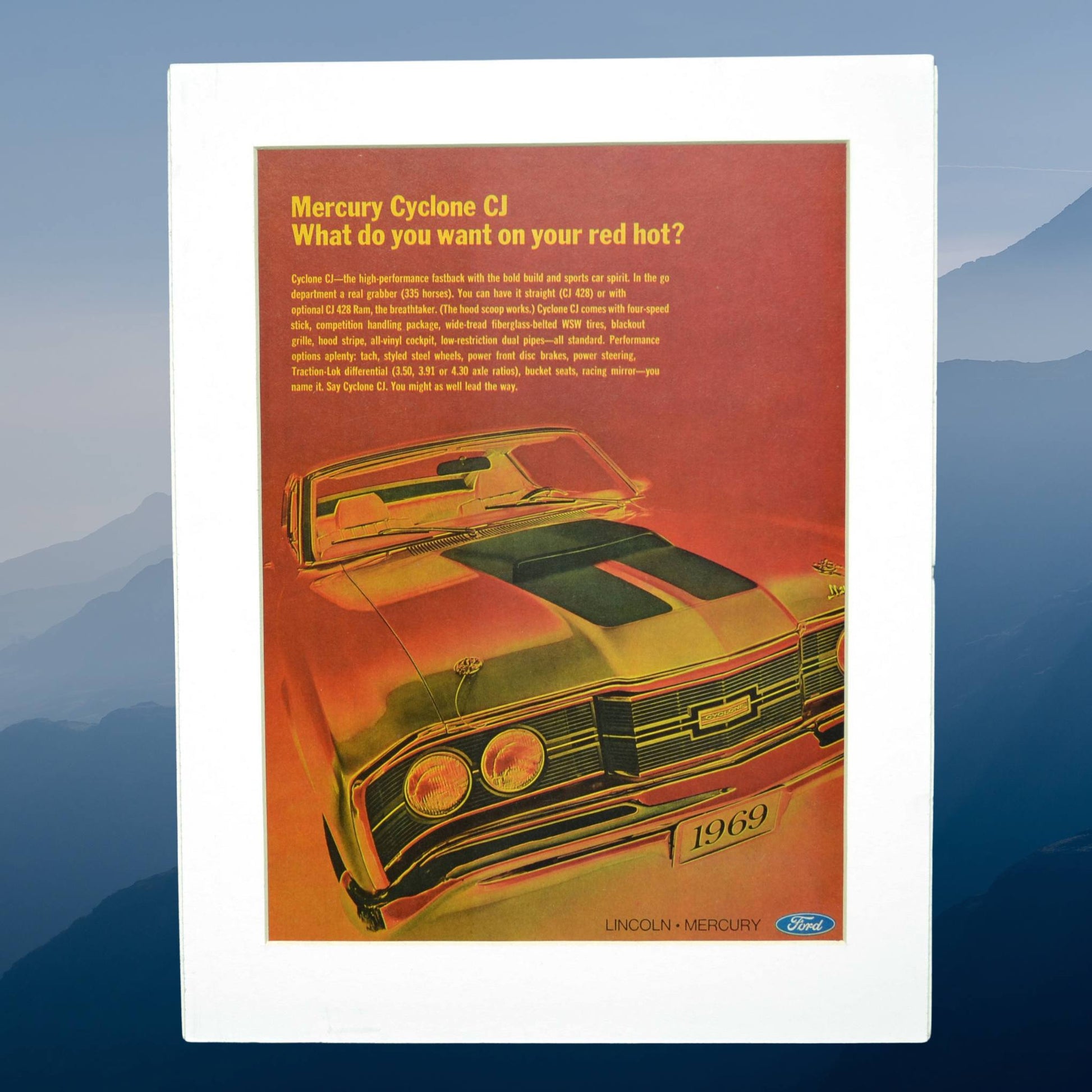 1969 Mercury Cyclone CJ Ad - Vintage Muscle Car Print for Mancave or Garage Decor