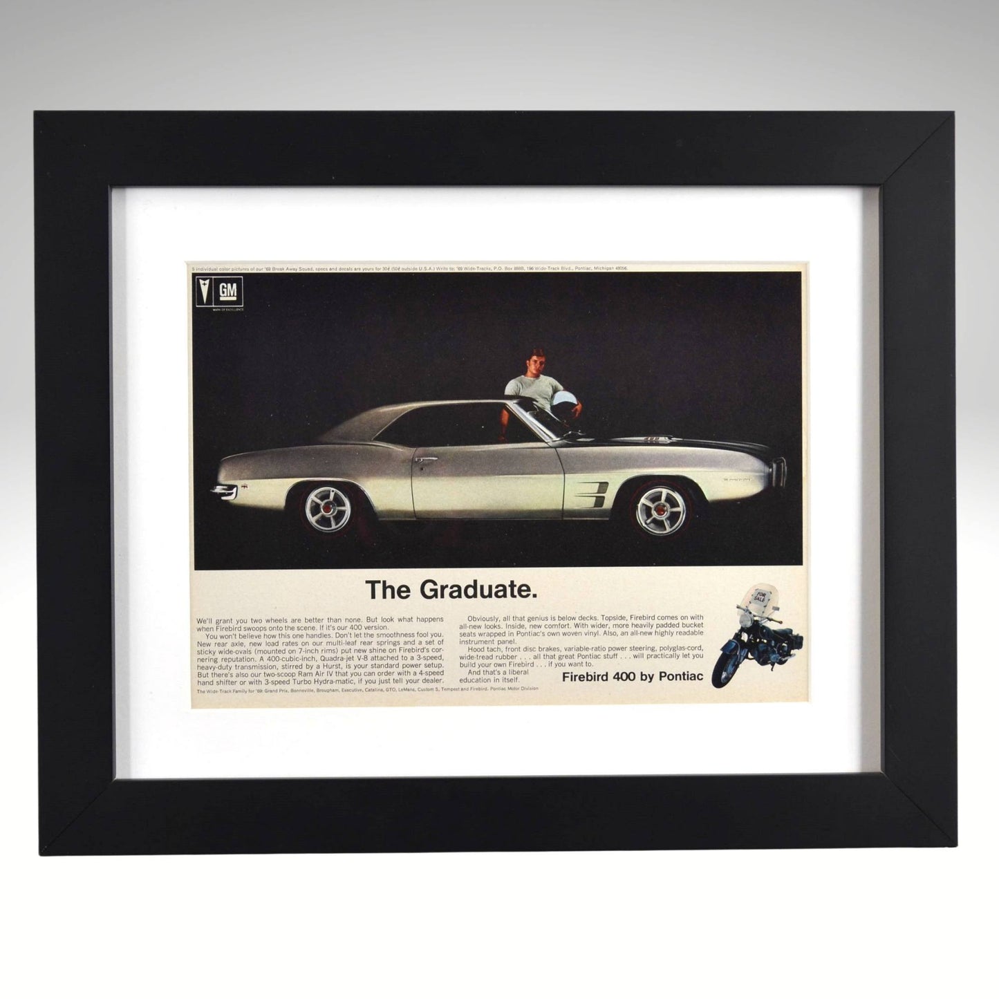 1969 Pontiac Firebird 400 vintage framed print automotive wall art