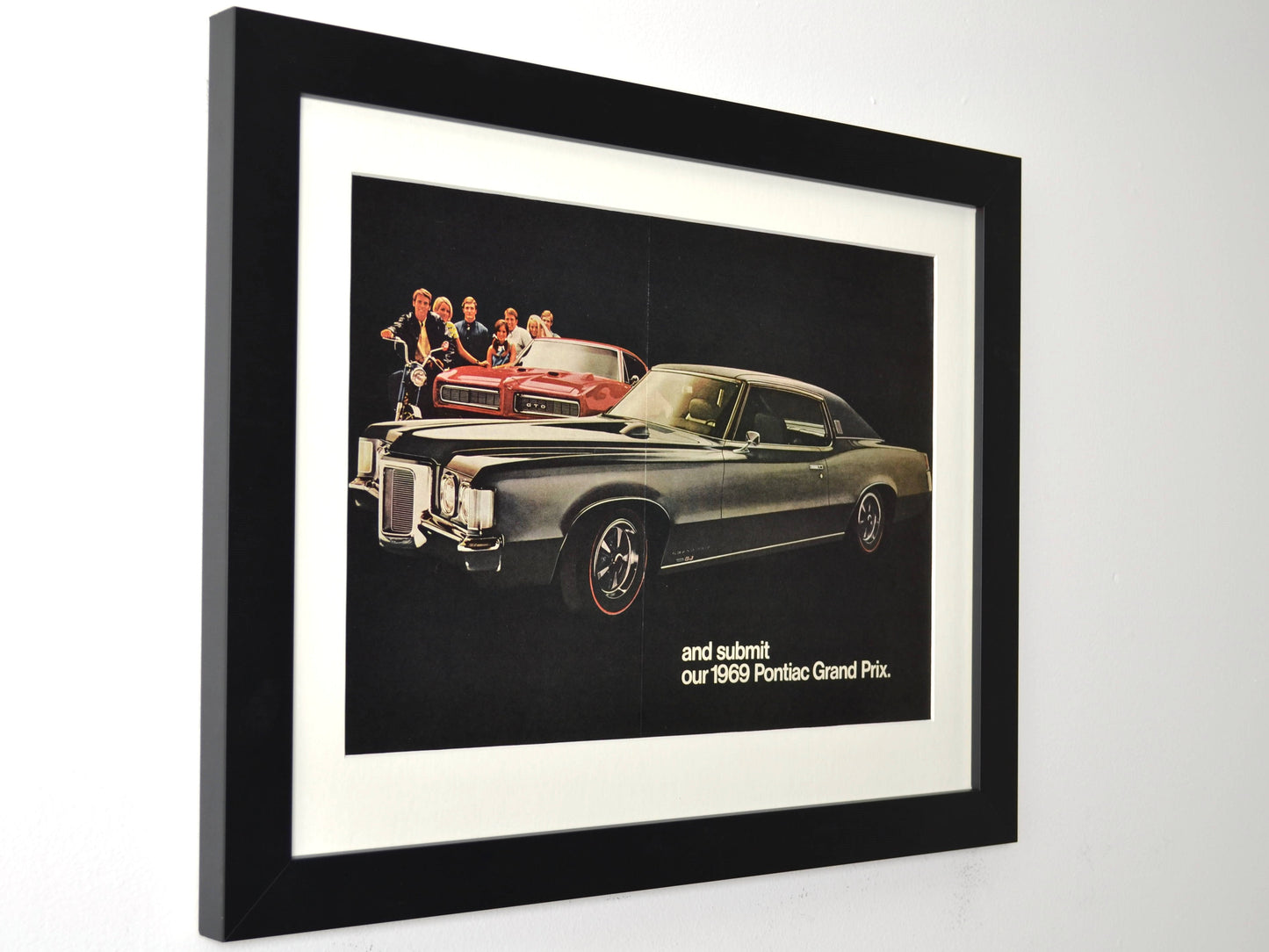 1969 Pontiac Grand Prix Framed Vintage Print – 15x19 Classic Car Wall Art