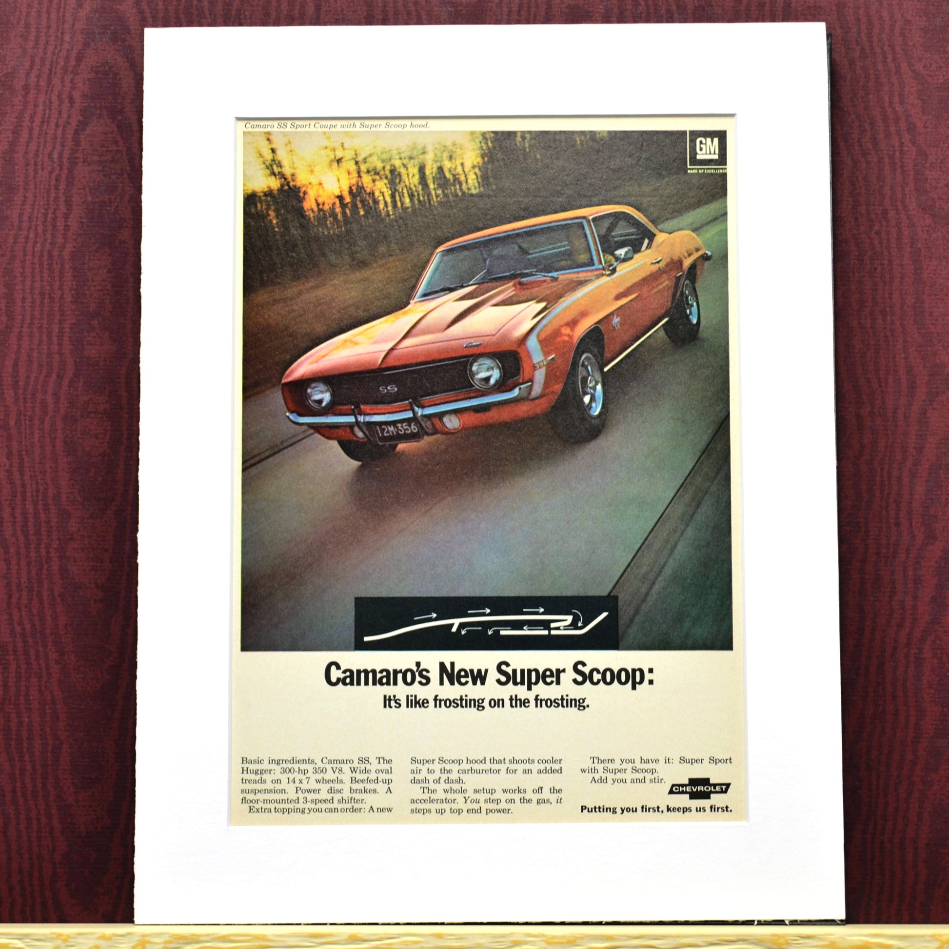 1969 Chevrolet Camaro SS Vintage Print - Super Scoop Hood